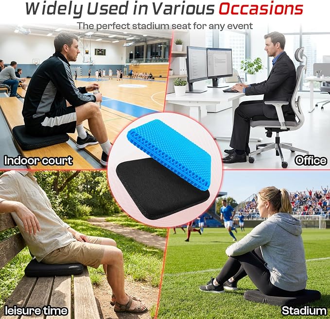 Cooling Gel Seat Cushion for Long Sitting, Double Thick Breathable Design | Non-slip Base and Washable Zip Cover, Carry Bag, Portable Seat Pad for Car, Wheelchair, Stadium Seats, Travel & Outdoor Use - Image 6
