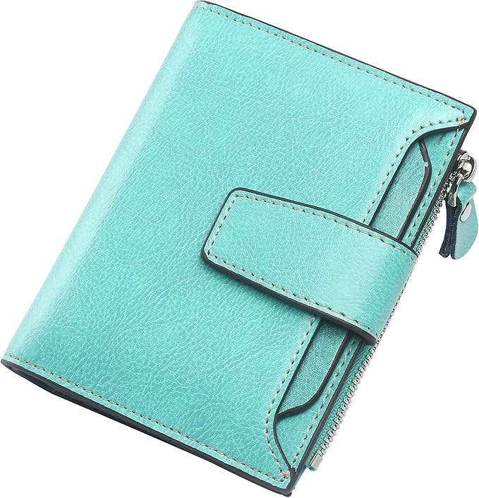 Small Compact Women Wallet RFID Blocking Genuine Leather Bifold Purse with ID Windows by Lavemi