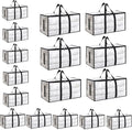 16 Pack-Extra Large Heavy Duty Moving Bags - Waterproof Storage Totes with Handles & Zippers, Foldable for College Dorm, Storage (Clear) by Unknown