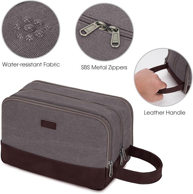 WANDF Travel Toiletry Bag for Men, Canvas Shaving Dopp Kit | Wet Separation, Water-Resistant Fabric, Travel Bag for Toiletries, Shaving Accessories, Weekend Trips - Image 6