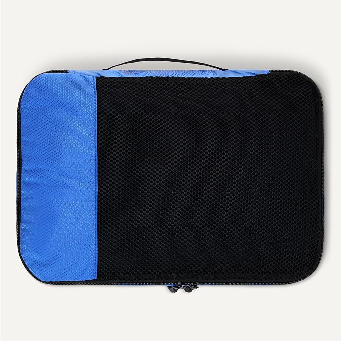 Amazon Essentials 4-Piece Packing Cubes Travel Accessories Set, Space-Saving Luggage Organizer with Double Zipper, Mesh Top, 2 Medium/2 Large, Blue (Previously Amazon Basics) - Image 5