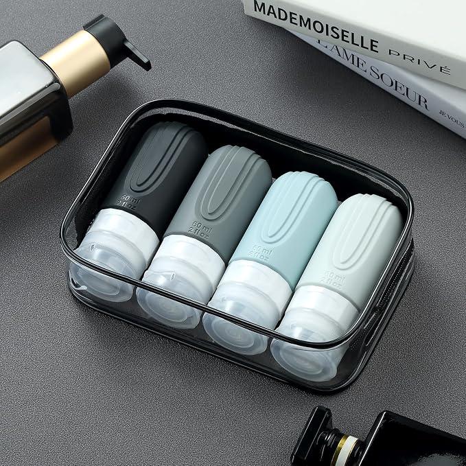 Mrsdry Travel Bottles for Toiletries, Tsa Approved 2oz Travel size Bottles, BPA Free Leak Proof Travels Toiletry Containers, Traveler Accessories with Toiletry Bag for Shampoo Liquid (4 Pack) - Image 7