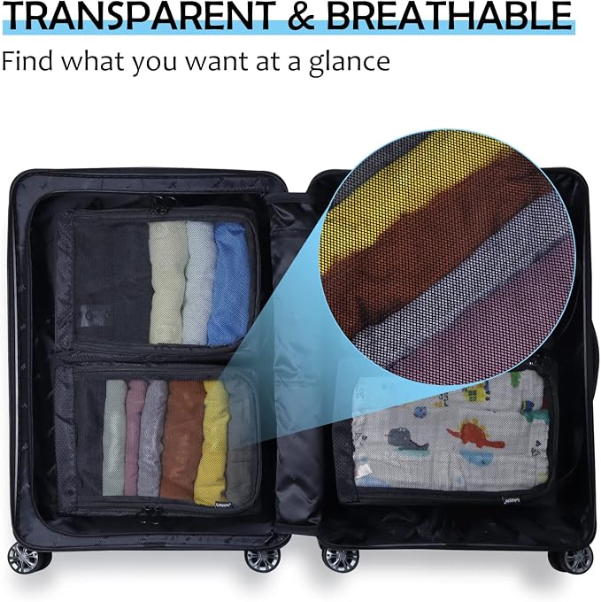 Gloppie 4-Pack Packing Cubes for Luggage - Organizer Suitcase Bags Set - Carry On Travel Accessories - Image 7
