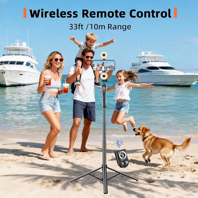 Auto Face Tracking Selfie Stick Tripod for iPhone with Light 360 Rotation that Follows Your Movement 70.9" Camera Tripod Stand with Remote for Content Creator Vlog Live Stream Video Recording - Image 6