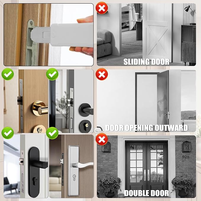 Portable Door Lock for Travel Security Blocklock Hotel Door Locks Extension | Anti-Theft Tough Durable Home Apartment School Dormitories Private Rooms Bathrooms Bedrooms - Image 2