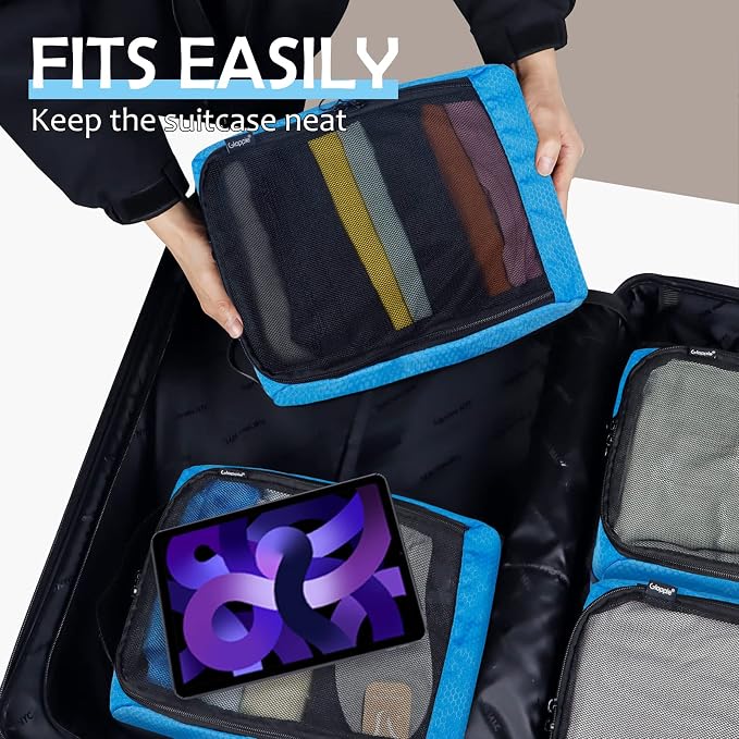4-PACK Blue Organizer Cubes - Pack Luggage, Suitcase and Carry On Cubes - Image 5