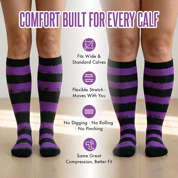 Crazy Compression Socks, Comfortable Support Socks for Recovery, Travel, Hiking, and Long-Hour Comfort w/Fun Designs - Image 8