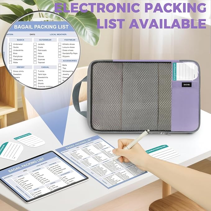 BAGAIL 4 Set/6 Set/8 Set Compression Packing Cubes Travel Accessories Expandable Packing Organizers(HalfMesh,8-Dusty Purple) - Image 4