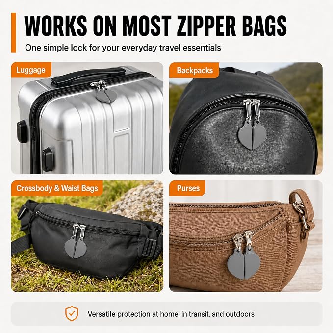 CyberNexus Zipper Clips, Anti-Pickpocket, Gray, 2-Pack | Anti-Theft Purse and Backpack Locks, Travel Safety Essentials - Image 6