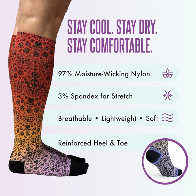 Crazy Compression Socks, Comfortable Support Socks for Recovery, Travel, Hiking, and Long-Hour Comfort w/Fun Designs - Image 5