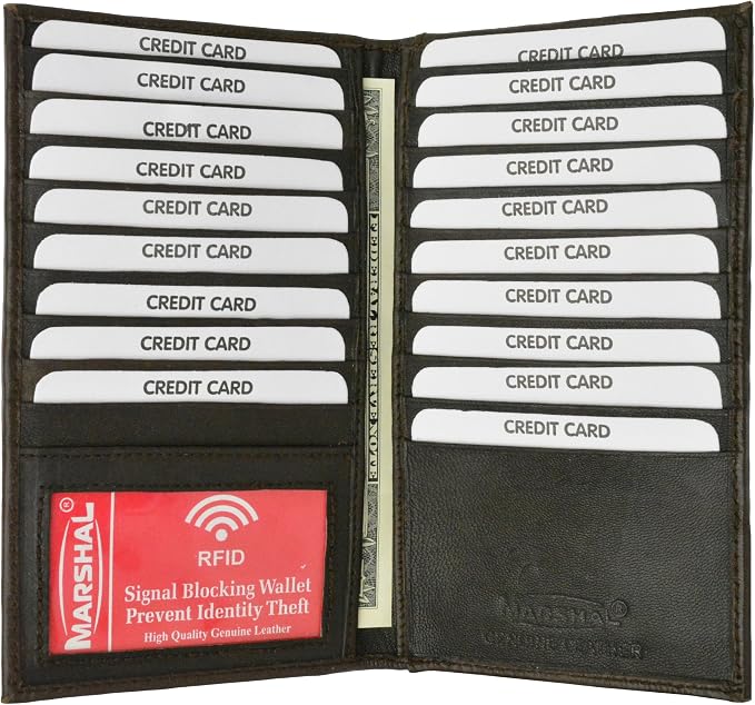 Marshal Bifold Leather RFID Blocking Wallet Credit Card ID Holder (Brown) by Marshalwallet