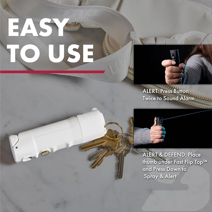 Sabre 2-in-1 Pepper Spray with 130dB Personal Alarm, Alert and Defend with One Press, Fast Flip Top Safety with Finger Grip and Tuck-Away Keyring, Maximum Strength, UV Marking Dye - Image 4