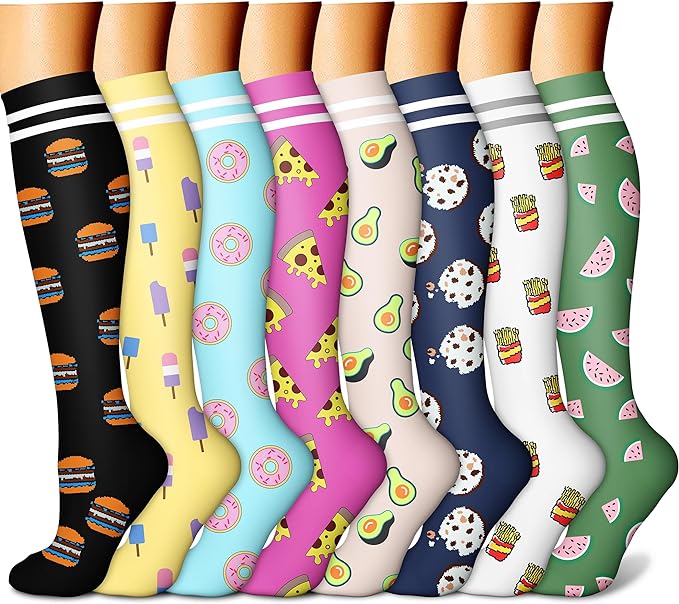 CHARMKING Compression Socks for Women & Men Circulation (8 Pairs) 15-20 mmHg Best Calf Socks Support for Athletic Cycling by CHARMKING