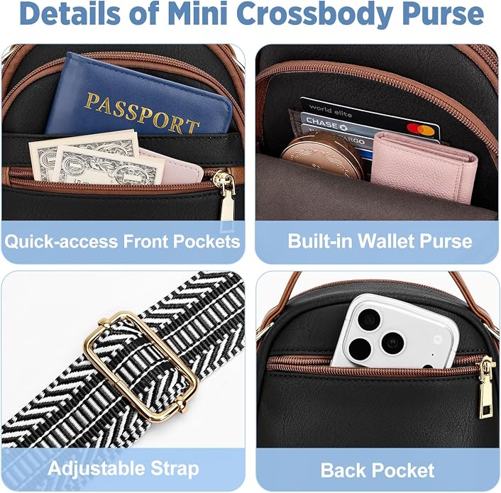 Anti Theft Crossbody Bags for Women RFID Mini Backpack - Image 9