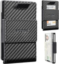 Wallet for Men Slim Pull Tab Metal RFID Blocking Credit Card Holder with ID Window & Cash Strap - Compact Front Pocket Design Holds 1-10 Cards (3.62x2.36x0.47in) (Carbon) by LATKWO
