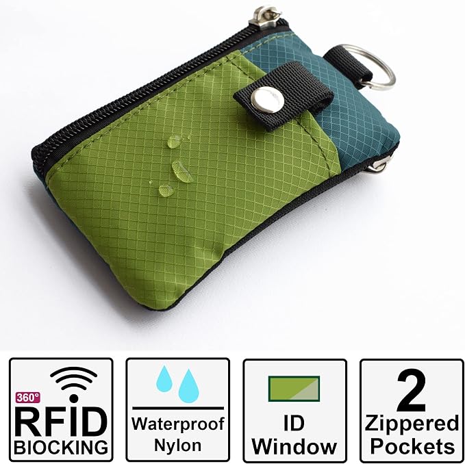 CHENSPRX Minimalist RFID Blocking Small Wallet with ID Window,WaterResistant Zip Id Case Wallet with Lanyard Keychain for Cards,Cash,Travel,Women,Men - Image 2