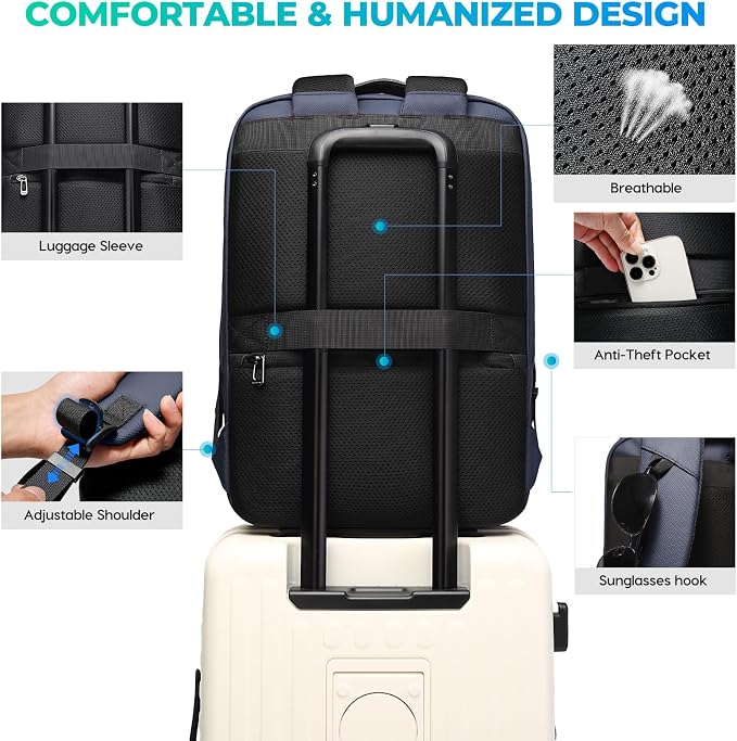 BANGE Laptop Backpack for 17.3Inch Notebook,Waterproof Travel Backpacks,High Tech Backpack with Water Bottle, Business Backpacks for Men and Women - Image 4