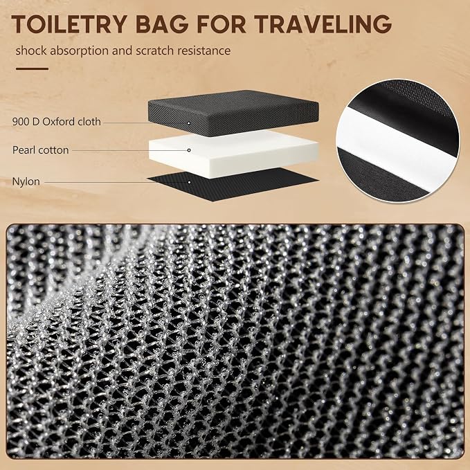 Toiletry Bag for Men,Mens Travel Toiletry Bag Organizer | Men's Travel Essential,Water Resistant Shaving Travel Bag for Toiletries Accessories,Mens Toiletries Travel Bag Hanging-Black - Image 4