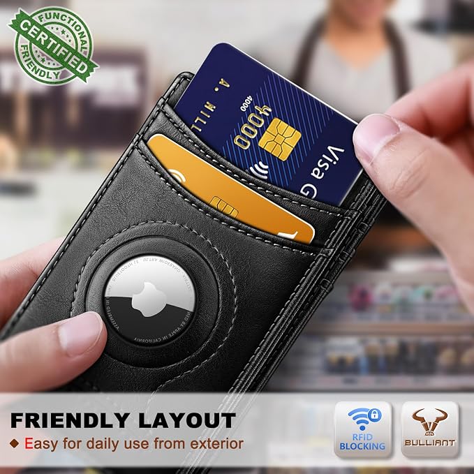 BULLIANT Magnetic Slim Leather Airtag Wallet Money Clip For Men 12Cards | RFID Blocking | Easy Access | Gift Boxed | Pocket Fit - Image 6
