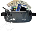 RFID Blocking Passport Holder Travel Pouch for Men & Women - Hidden Money Belt with Anti-Theft Locking Zipper, Slim Waterproof Waist Wallet for Cash, Credit Cards, Passport & Travel Documents, Grey by RoomierLife