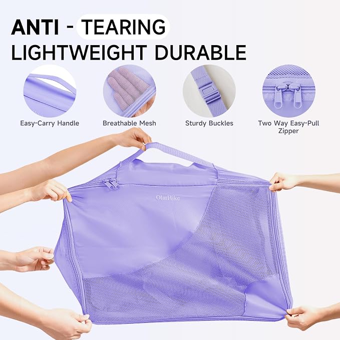 OlarHike 11 Set Packing Cubes for Travel, Gifts for Women Mom,Anti-Tearing Suitcase Organizer with Over 1000 pcs Mesh Holes,Vacation Essentials & Accessories for Cruise Ship - Image 4