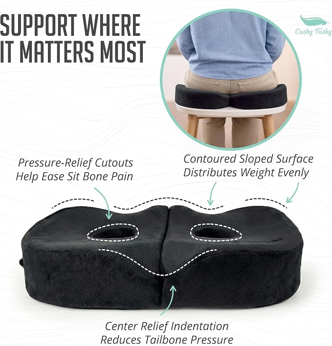 Seat Cushion | Premium Foldable Sit Bone Cushion for Pressure Relief, Hip, Hamstrings & Sciatica Comfort | Butt Pillow | Ergonomic Ischial Tuberosity Support for Home, Office & Driving - Image 5
