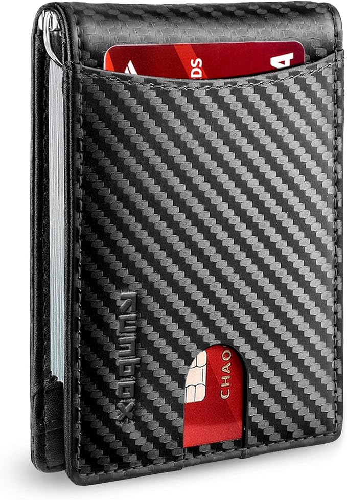 RUNBOX Slim Wallet for Men Genuine Leather RFID Blocking Bifold Minimalist Front Pocket Mens Wallet with Money Clip Thin Gift Box - Image 4