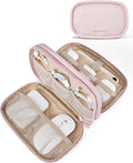 BAGSMART Electronics Organizer Travel Case for Cords Chargers Phones, Pink | Puffy Padded, Travel Essentials, Cord organizer bag for Cables, Compact Tech Accessories Pouch by BAGSMART