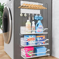 Multifunctional Magnetic Shelf for Washing Machine, Refrigerator, Microwave, and Any Metal Surface, Powerful Magnetic Shelves Include Magnetic Paper Towel Holder, Unique Hollow Design (5 pcs - White) by MIMIyasha