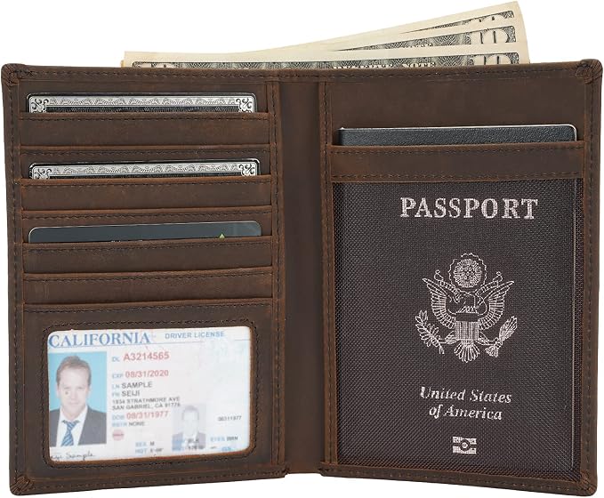 Polare Luxury RFID Blocking Leather Passport Holder Travel Wallet For Men and Women (Dark Brown Compass) - Image 2
