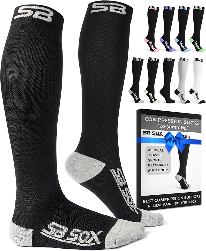 SB SOX Compression Socks for Men & Women (20-30mmHg) | Best Quality Compression Socks for Flying, Medical, Sports, Wide Calf Fit, Pregnancy, and Daily Wear. Trusted since 2016. by SBSOX