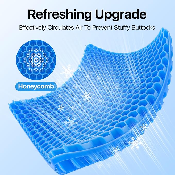 Gel Seat Cushion, Cooling Honeycomb Design for Office Chair Car Wheelchair | Cool & Breathable, Soft & Comfortable - Image 6