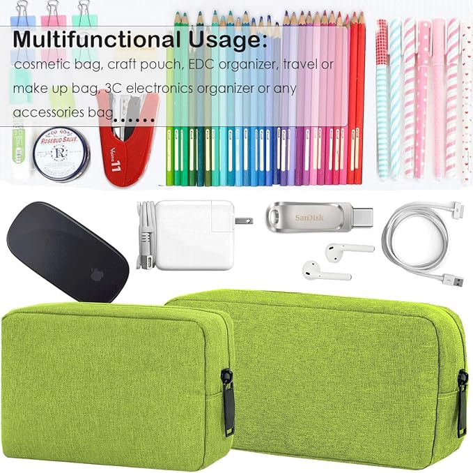 CAAORDKSO Electronics Organizer Case, Cable Organizer Bag Waterproof Electronic Accessories Case Travel Electronic Carrying Bag for Cable, Cord, Charger, Phone, Power Bank, Earphone (Big-Green) - Image 6