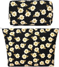 SOIDRAM 2 Pieces Flower Makeup Bag Large Cosmetic Bag Capacity Canvas Mix Travel Toiletry Bag Organizer Cute Makeup Brushes Aesthetic Accessories Storage Bag for Women, Flower Mix Black by SOIDRAM