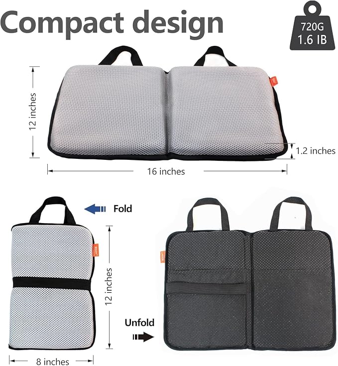 Travel Seat Cushion for Comfort Foldable Airplane Seat Cushion for Airpline, Truck, Stadium, Office,Wheelchair (Grey) - Image 2