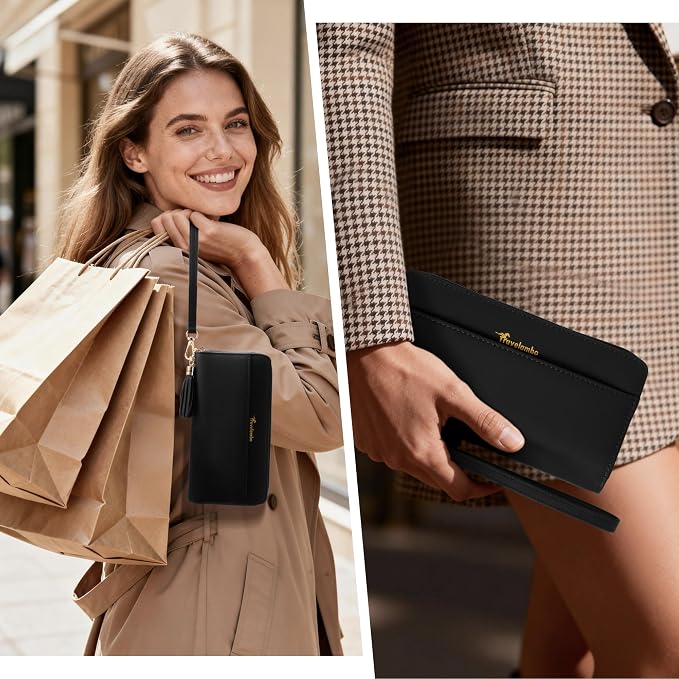 Travelambo Wristlet Wallet Women RFID Bifold Large Capacity Clutch Purse | Tassel, Zipper Coin Pocket, Card Holder Wallet, Gifts for Women - Image 7