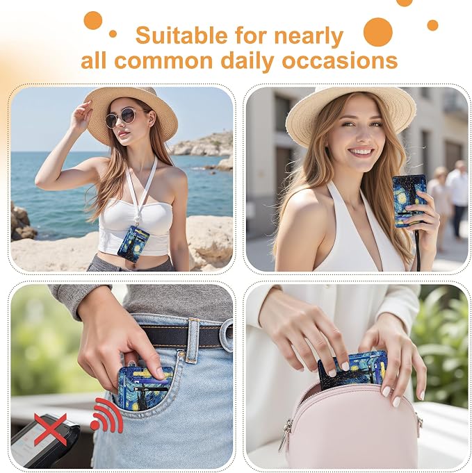 SEAVILIA Small Credit Card Holder for Women, Slim RFID Blocking Wallet | Cute Mini ID Card Case, Thin Minimalist Pocket Wallet, Gift for Girls, Starry Night - Image 3