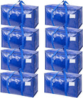 TICONN 8 Pack Extra Large Moving Bags Heavy Duty with Zippers & Carrying Handles, Durable Storage Bags Moving Boxes for Closet Organizers and Storage (8 Pack, Blue) by TICONN