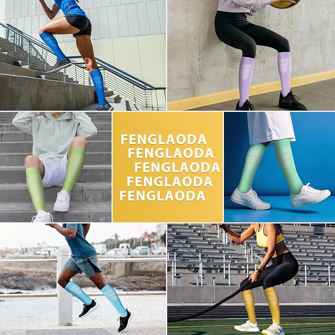 fenglaoda Compression Socks Women Men 6 Pairs, Knee High Best Support Circulation Socks for Running, Travel, Flight, Nurse - Image 5