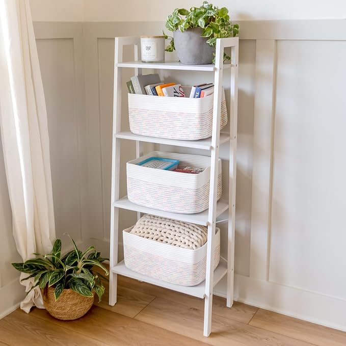 NaturalCozy Storage Baskets 16.8”x13”x7.6” Cotton Rope Woven Baskets for Organizing 3-Pack | Toy Storage Bins | Basket for Shelves, Laundry, Blanket, Clothes, Closet, Kitchen, Bathroom, Gifts - Image 5