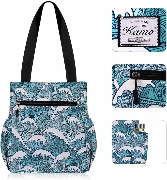 KAMO Floral Tote Bag - Waterproof Lightweight Handbags Travel Shoulder Bag for Hiking Yoga Gym Swimming Travel Beach - Image 4