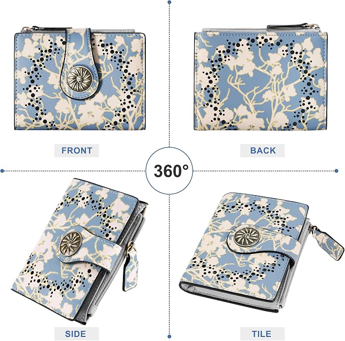 Tipmile Small Wallet Women Coin Pocket Bifold RFID Blocking Card Holder Leather Wallets with Zipper - Image 7