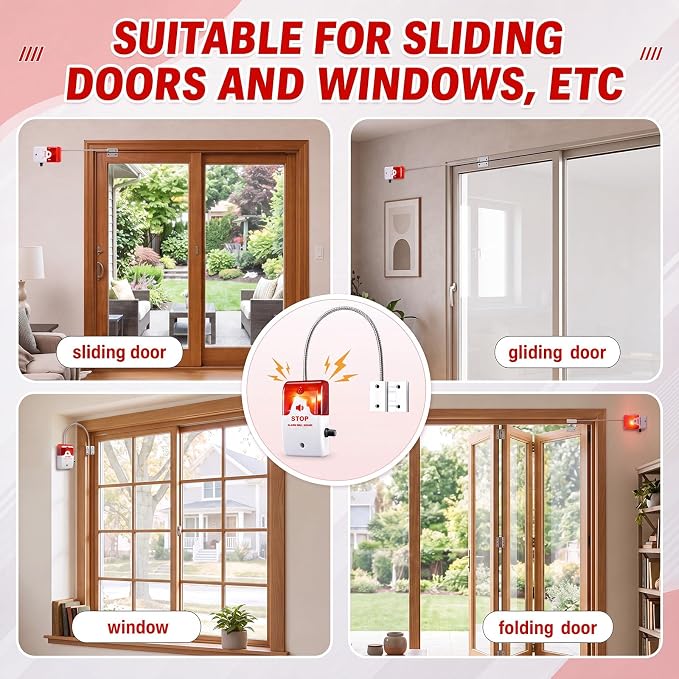 2 Pcs Exit Stopper Door Alarm with 110db Siren Emergency Door Alarms When Opened, Easy Installation Battery Powered Magnetic Sensor for Unauthorized Entry Prevent Commercial Warehouse Retail - Image 8
