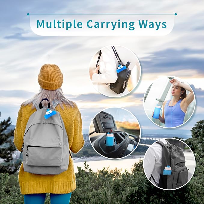 Collapsible Water Bottles 19oz with Spout & Carabiner, Odorless BPA-Free Silicone, Leak-Proof Foldable Reusable Bottle - Perfect for Travel Sports Gym Hiking Camping Cycling - Clear Blue - Image 6