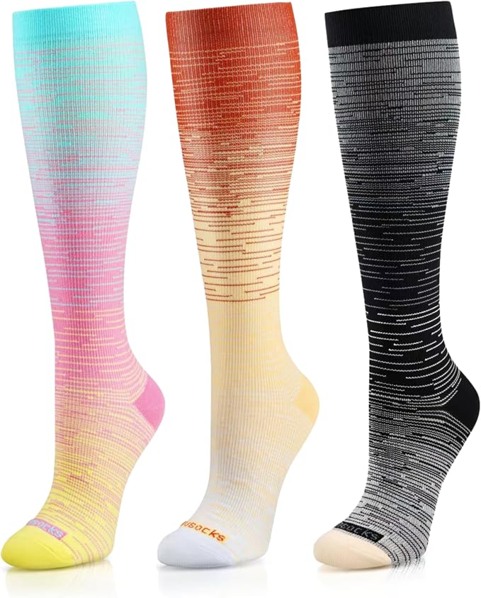 Medical Compression Socks for Women and Men 3 Pairs 20-30 mmHg Knee High Christmas Compression Stockings Circulation Best for Running Athletic Nurses by UUSOCKS