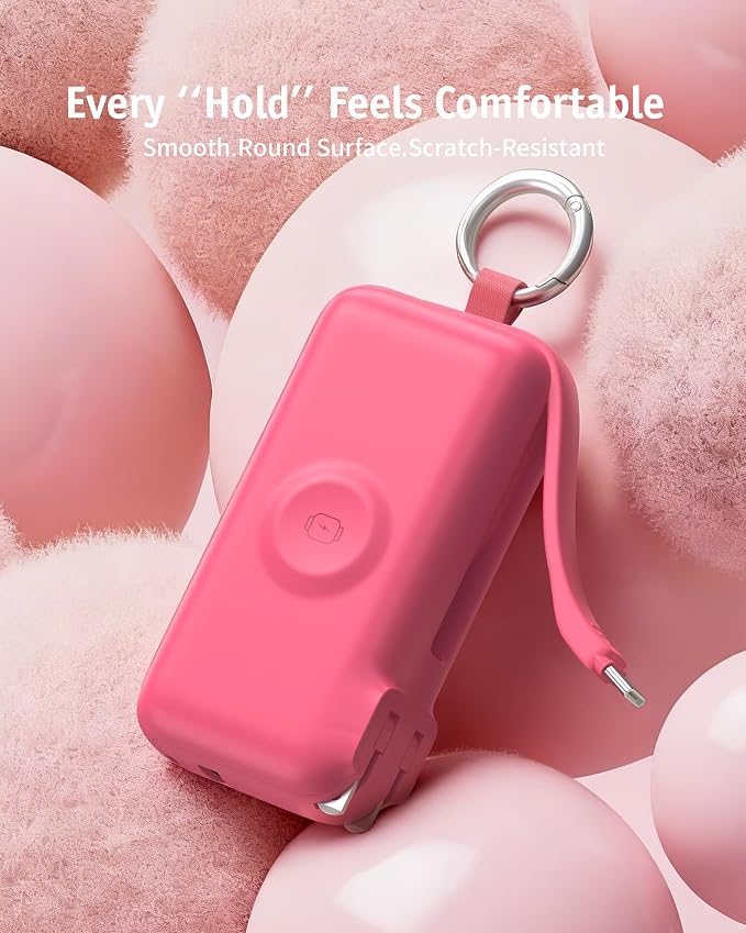 RORRY Flow Portable Charger 10000mAh 40W Wall Plug Power Bank Battery Pack | Built-in USB-C Cable, Keychain Design, Fast Charging, for iPhone 17/16/15, Apple Watch, iPad, 3-in-1, Travel Essential - Image 8