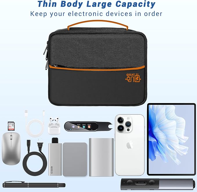 Electronics Organizer,Travel Cord Organizer Pouch,Cable Organizer Bags | Waterproof Electronic Accessories Storage Case for Cables, Cords, Charger, Phone (Double Layer-Black) - Image 2