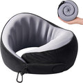 Travel Neck Pillow Airplane Neck Support Ergonomic Design for Traveling | 100% Pure Memory Foam Suitable for Airplanes,Offices and Cars, Cool Black, Standard, C-Shape by KPNEOL