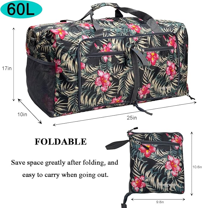 Woogwin Travel Duffel Bag Large Foldable Waterproof Overnight Bag for Beach Swim Bags Pool Sports Gym - Image 2
