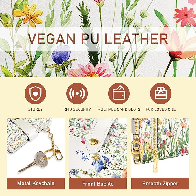 Jogjam Floral Flowers Rfid Ladies Wallet, Small Slim Thin Compact Credit Card Women Wallet, PU Leather Bifold Cash Zipper Coin Pocket ID Window for Female - Image 6